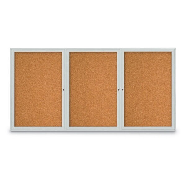 Triple Door Radius Corkboard, 96"x48", Sat, UV7006RC-SATINRC-BLACK